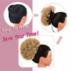 Picture of rosmile Afro Puff Drawstring Ponytail Extension for Black Women, Premium Ombre Brown T1B/27# 80gram Short Synthetic Afro Puff Ponytail for Natural Hair, Clip On Kinky Drawstring Curly Ponytail Bun