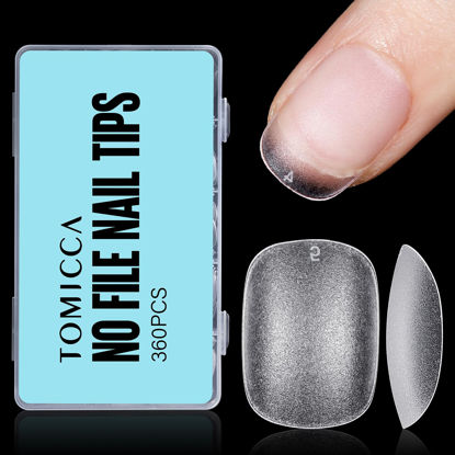 Picture of TOMICCA Extra Short Round Nail Tips, Double Sided Matte Soft Gel Full Cover Nail Tips No Filed, Acrylic Fake False Nail Tips for DIY Press On Nails 360PCS 15 Sizes