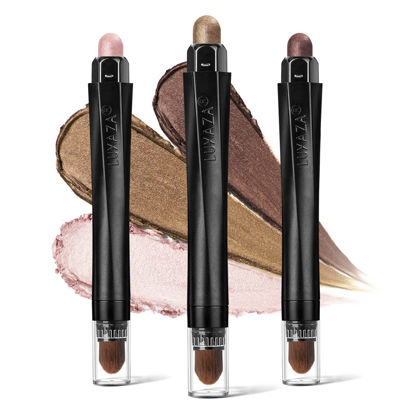 Picture of LUXAZA 3PCS Cream Eyeshadow Stick, Neutral Metallic And Brown Eye Shadow Pencil Crayon Brighten Up Your Makeup with a Long Lasting, Waterproof Formula