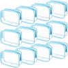 Picture of Weewooday 12 Pieces Clear Cosmetics Bag PVC Zippered Clear Toiletry Carry Pouch Cosmetic Makeup Bag Waterproof Makeup Vinyl Plastic Organizer Case for Vacation Bathroom(Blue,Medium)