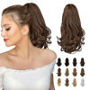 Picture of SOFEIYAN 13" Ponytail Extension Long Curly Ponytail Clip in Claw Hair Extension Natural Looking Synthetic Hairpiece for Women, Medium Brown/Light Auburn Mixed