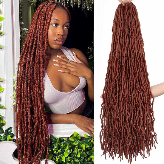 Picture of Layashow 36 Inch Soft Locs Crochet Hair Pre Looped 6 Packs Long Faux Locs Crochet Braids Goddess Locs Dreadlocs Synthetic Hair For Black Women (350#, 36 Inch(Pack of 6))