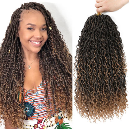 Picture of 8 Packs Goddess Faux Locs Crochet Hair for Black Women, Long Goddess Locs Crochet Hair, Boho Style Locs, River Locs Crochet Hair with Curly Ends (22Inch, T27#, 8Packs)