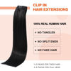 Picture of UGOTRAYS Black Hair Extensions Clip in Real Human Hair 70g 20 Inches 100% Remy Human Hair Natural Black Straight Double Weft for Full Head 7pcs 16clips One Pack