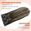 Picture of UGOTRAYS Mushroom Brown Hair Extensions Real Human Hair Ombre Medium Brown Fading to Caramel Blonde Balayage 15inches 70g Highlights 100% Human Hair Natural Straight Woman Beauty Clip ins