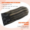 Picture of UGOTRAYS Hair Extensions Real Human Hair Balayage Black to Light Brown Highlight Black Hair Extensions 70g 7pcs #1/6/1 9A Brazilian Hair Full Head Woman Clip ins 18inch Black Hair Extensions