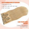 Picture of UGOTRAYS Light Honey Blonde Clip in Human Hair Extensions 7pcs 12inch 70g Straight 9A #27 Real Human Hair Clip Ins 16clips for Women Fashion