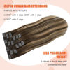 Picture of UGOTRAYS Balayage Hair Extensions Real Human Hair Ombre Medium Brown Fading to Caramel Blonde 22inches 70g Highlights 100% Human Hair Natural Straight Woman Beauty Clip ins #4/27/4