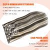 Picture of UGOTRAYS Clip in Hair Extensions Dark Brown Mixed Bleach Blonde Highlight Hair Extensions 18 Inch 70g 7pcs Straight Real Human Hair Extensions Double Weft #2p613