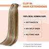 Picture of UGOTRAYS Clip In Extensions Real Human Hair Balayage Light Brown to Bleach Blonde Highlights Remy Human Hair Extensions 18 Inch 70g Double Weft 7pcs #6p613 Human Hair Clip in Extensions