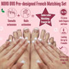Picture of NOVO OVO French Tip Matching Press on Nail tips set, BROWN PINK Square Finger and Square Round Toe Nail Tips kit, Soft Gel Nail Extension, Pre-applied Tip Primer & Matte Base Coat x 15 Sizes 360 pcs