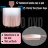 Picture of NOVO OVO Ombre French Tip Press on Toe Nail Tips, Sharp Square Pre-Designed Soft Gel False Toenail Extension, BROWN PINK Pre-applied Tip Primer & Base Coat, Full Cover Acrylic DIY x 15 Sizes 240 pcs