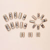 Picture of RUOKEXIN Medium Press on Nails Square Fake Nails Gold Glitter False Nails with Designs Medium Square Glue on Nails Sparkly Artificial Nails Cute Stick on Nails for Women 24Pcs