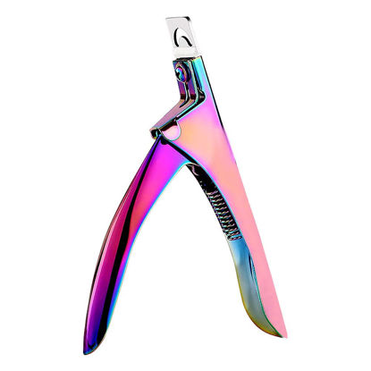 Picture of Professional Acrylic False Nail Clippers for Acrylic Nails Nail Tip Cutter Nail Manicure Tool (Rainbow)