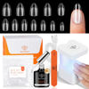 Picture of modelones Gel X Nail Kit, Short Almond Gel x Nail Tips, 9-in-One Nail Glue with Portable U V Nail Lamp, 216Pcs 12Sizes Press On Acrylic False Nails Tip Nail Extension DIY Nails Art Gift for Women