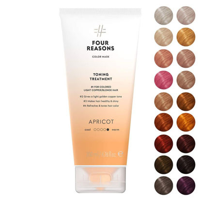 Picture of FOUR REASONS Color Mask - Apricot - (19 Colors) Toning Treatment, Color Depositing Conditioner, Tone & Enhance Color-Treated Hair - Semi Permanent Hair Dye, Vegan and Cruelty-Free, 6.76 fl oz