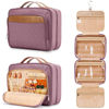 Picture of Travel Hanging Toiletry Bag for Women, with Jewelry Organizer Compartment, Medium Waterproof Hanging Makeup Accessories, Cosmetic Essentials, Toiletries Dopp Kit Set with Trolley Belt, Dark Purple