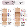 Picture of Travel Hanging Toiletry Bag for Women, with Jewelry Organizer Compartment, Medium Waterproof Hanging Makeup Accessories, Cosmetic Essentials, Toiletries Dopp Kit Set with Trolley Belt, Dark Purple