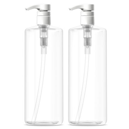 Picture of Bar5F Pump Bottle (2-Pack 32-Ounce 1-Liter) Empty for Shampoo Conditioner Body Wash Lotion BPA-Free Crystal-Clear