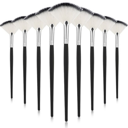 Picture of 9 Pieces Facial Brushes Fan Mask Brushes, Soft Facial Applicator Brushes Tools for Peel Glycolic Mask Makeup for Mud Cream (Black and Silver)