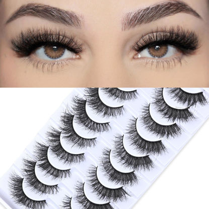 Picture of FARRED Natural Lashes Short False Eyelashes Wispy Mink Eye Lash Fluffy Wispies Eyelash Natural Look 10 Pairs Fake Lashes Pack Volume Lash Strips Pestañas
