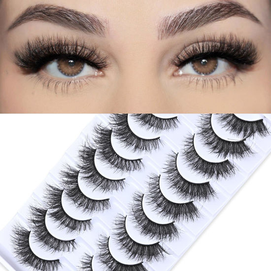 Picture of FARRED Natural Lashes Short False Eyelashes Wispy Mink Eye Lash Fluffy Wispies Eyelash Natural Look 10 Pairs Fake Lashes Pack Volume Lash Strips Pestañas