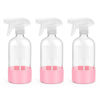 Picture of Rionisor Glass Spray Bottles with Silicone Sleeve Protection, Empty 16 oz Refillable Containers, Reusable Spray Bottles with Adjustable Nozzle for Hair, Cleaning Solutions, 3 Pack Pink