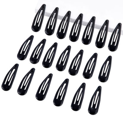 Picture of Cptots 20 PCS Metal Snap Hair Clips Water Drop No Slip Hair Barrettes for Women Small Hair Clips For Thick And Thin Fine Hair,Black,1.97 x 0.5 In.