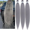 Picture of Leticia Gray Braiding Hair Pre stretched Prefeathered Braiding Hair Extensions 30inch Braids Hair