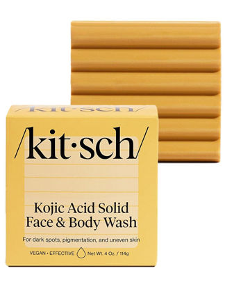 Picture of Kitsch Kojic Acid Facial Soap & Body Bar -Deep Cleansing, Hydrating & Nourishing Bar Soap | Plastic-Free, Vegan, Cruelty-Free, Paraben-Free | Made in the USA - 4oz