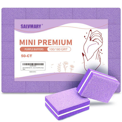 Picture of Mini Nail Buffer Block File 100/180 Grit Sponge Buffing Sanding Blocks Manicure Tools 50Pcs (Purple)