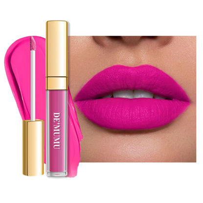 Picture of DE'MUMU Hot Pink Lipstick Matte for Women, Color Stay Long Lasting Lipstick Smudgeproof Liquid Lipsticks, Cruelty Free Lip Color (DM06 Dream pink)