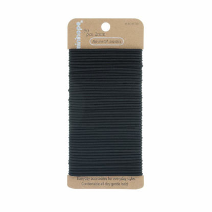 Picture of Minihope no-metal girls elastic hair ties, women's black elastics, 2mm Hair elastics 50 Count
