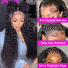 Picture of WPPIKK 13x4 Lace Front Wigs Human Hair Pre Plucked Brazilian Water Wave Human Hair Wigs for Black Women Glueless 180% Density Curly Lace Frontal Wigs Human Hair (36 Inch)