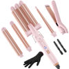 Picture of 5 in 1 Wand Curling Iron-Curling Wand Set with Hair Straightener, 3 Barrels Hair Crimper Iron, 3 Ceramic Curling Irons (0.35 "-1.25"), 2 Temps Fast Heat Hair Curler Waver with Glove & Clip-Light Pink