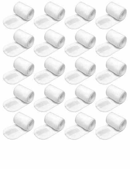 Picture of EUICAE Spa Headband Hair Towel Wrap - Non-Slip Stretchable Washable Makeup Facial Treatment and Sport Headband for Face Wash, Fits All (White 50pcs)