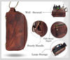 Picture of 10" Premium Leather Toiletry Travel Pouch With Waterproof Lining | King-Size Handcrafted Vintage Dopp - Kit By Aaron Leather Goods (Dark Brown)