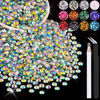 Picture of 4000PCS 4mm Resin Rhinestones in Bulk (AB), Bedazzling Flatback Crystals for Crafts DIY Nail Decoration, Gems Charms for Tumbler Shoes Clothing Fabric with Pickup Pen and Tweezers