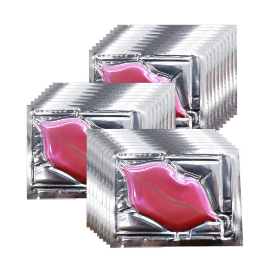 Picture of Adofect 30 Pieces Collagen Crystal Lip Masks,Pink Lip Patches& Moisturizers Collagen Lip Pads Great for Hydrating Skin, Anti Chapped & Anti-Aging and Plump Your Lips,Pink