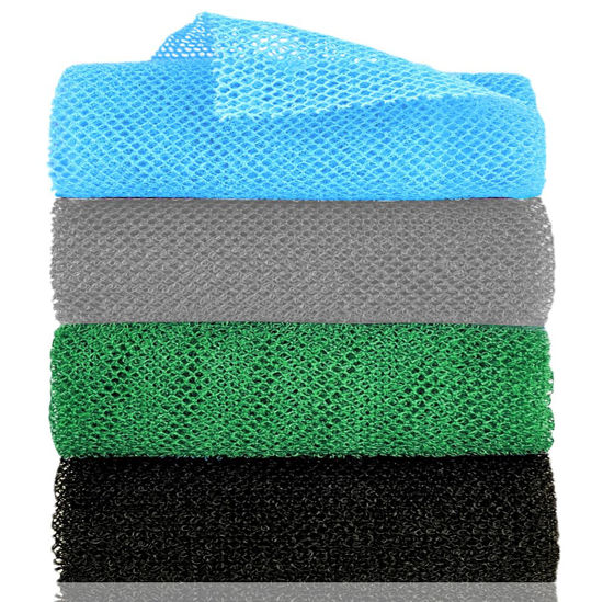 Picture of African Exfoliating Net, African Net Sponge, Nylon African Bathing Sponge Net, African Net Long Net Bath Sponge Shower Body Scrubber Back Scrubber Skin Smoother ((Black,White,Blue,Emerald Green))
