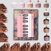 Picture of NOVO OVO Toe Nail French Tip Press on Combo, Mixed 9 Color Soft Gel Acrylic Fake toenail Extension kit, Medium Pre-applied Tip Primer & Base Coat, Full Cover Matte False Nils DIY x 15 Sizes 270 Pcs
