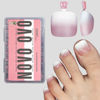 Picture of NOVO OVO French Tip Ombre Toe Nail Tips Press on, Soft Gel Fake Toenail Extension, BERRY OMBRE Square Round Pre-applied Tip Primer & Base Coat, Full Cover Matte False Nails for DIY x 15 Sizes 360 Pc