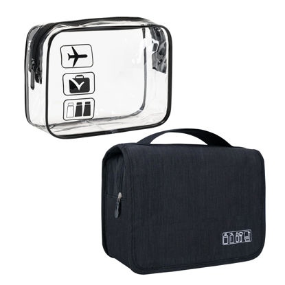 Picture of Lcsmaokin Large Capacity Toiletry Bag Travel Bag with Hanging Hook for Men and Women Waterproof Travel Cosmetic Bag Bathroom Bag,with TSA Approved Zippers Clear Travel Makeup Bag Carry-on