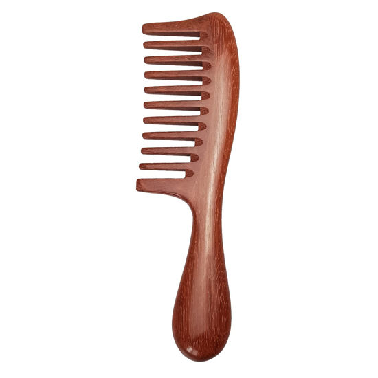 Picture of Louise Maelys Wide Tooth Hair Comb for Curly Hair - Red Sandalwood Detangler Combs for Women