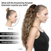 Picture of Drawstring Ponytail for Women, 26 inch Long Ponytail Extension, Soft Synthetic Pony Tails Hair Extensions, Clip in Ponytail Hair Extension for Daily Use (Dark Brown With a Slight Auburn Luster)