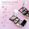 Picture of Joligrace Makeup Train Case Cosmetic Box Portable Makeup Case Organizer 2 Trays Makeup Storage with Mirror Locking for Cosmetologist Aesthetic Supplies Nail Tech Traveling Makeup Box Mermaid Pink