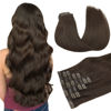 Picture of DOORES Hair Extensions Seamless Clip in Human Hair, Light Dark Brown 110g 7pcs 22 Inch, Hair Extensions Clip in Hair Extensions Remy Hair Extensions Invisi Edge Hair Extensions Straight Hair