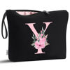 Picture of Vavabox A-Z Personalized Makeup Bag,Birthday Gifts for Women Mom,Gifts for Best Friend,Bride Bridesmaid Cosmetic bag (Y, Black)