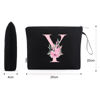 Picture of Vavabox A-Z Personalized Makeup Bag,Birthday Gifts for Women Mom,Gifts for Best Friend,Bride Bridesmaid Cosmetic bag (Y, Black)