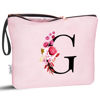 Picture of Vavabox A-Z Personalized Makeup Bag,Birthday Gifts for Women Mom,Gifts for Best Friend,Bride Bridesmaid Cosmetic bag (G, Pink)